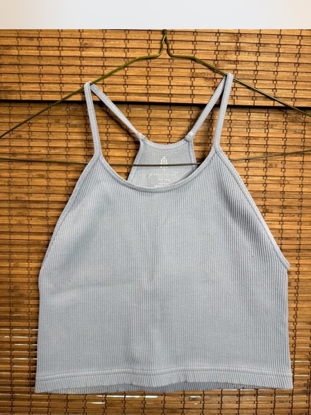 Free People Light Blue Ribbed Halter Tank Top - Women's